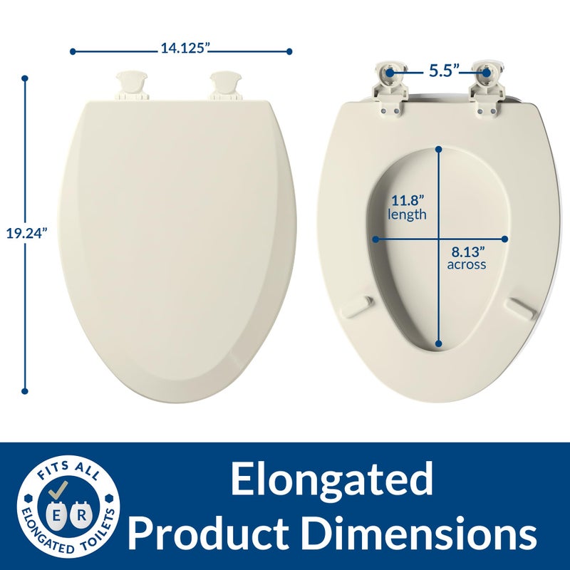 Bemis 1500EC Durable Wood Toilet Seat with Easy Clean Hinges, Made in USA, Elongated, Biscuit - Image 5